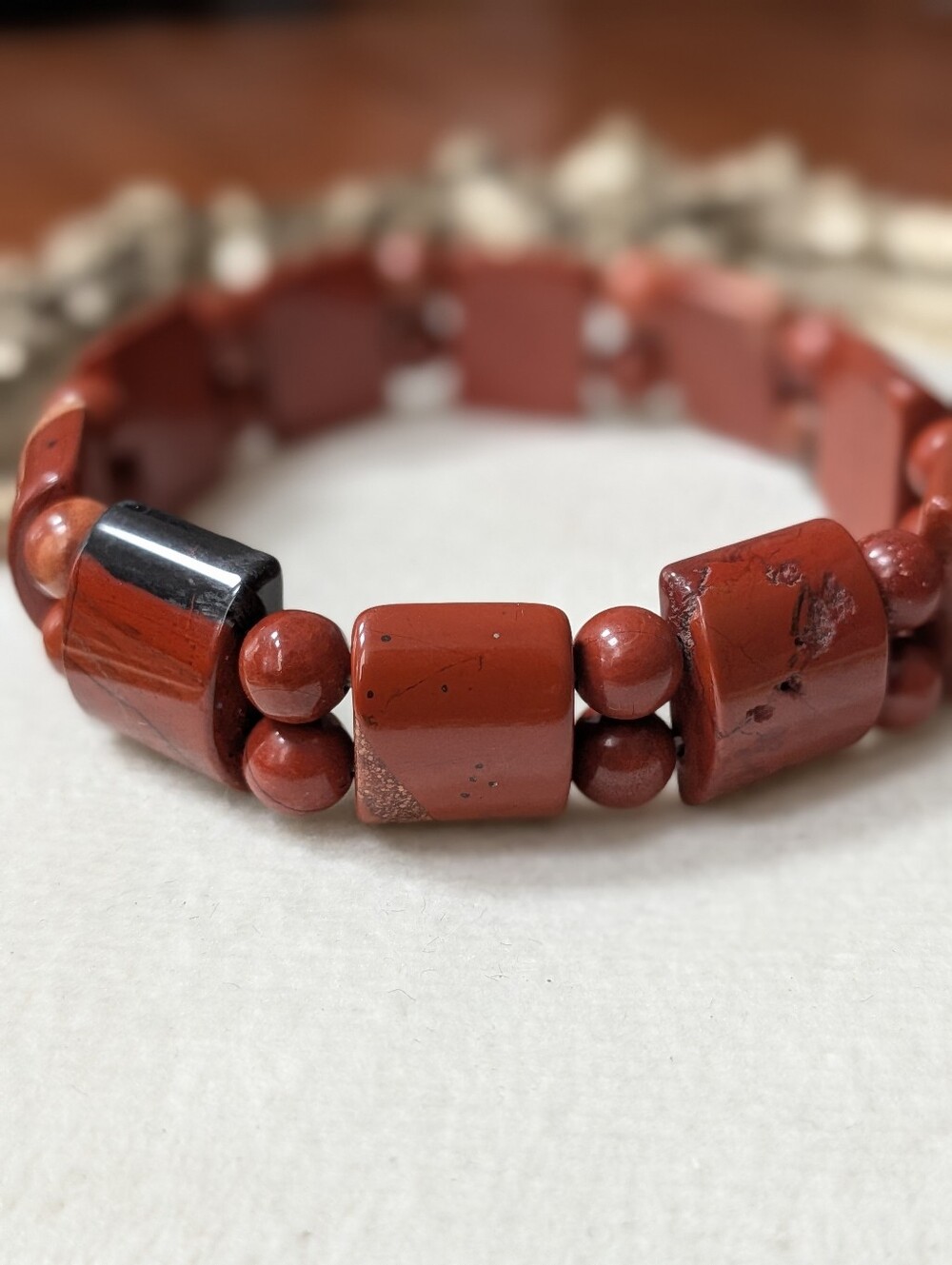 Red Jasper Stretch Bracelet Boho Southwestern Stone
